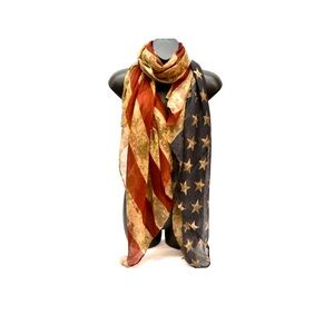 American Flag Patriotic Scarf Red Khaki Blue Shawl/Scarf